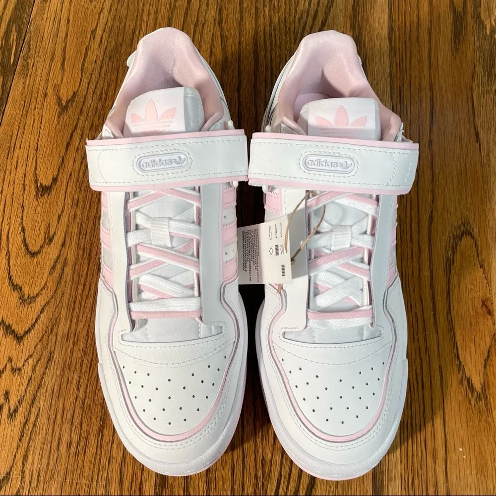 Adidas Forum Low Plus Women Athletic Shoe White Pink Size 8 8.5 NEW Leather NEW - Picture 4 of 7
